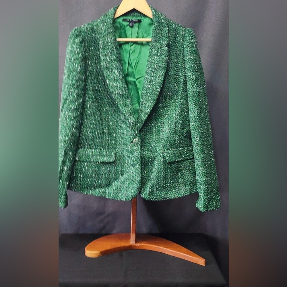 Zac & Rachel Emerald Green Tweed Blazer Size XL